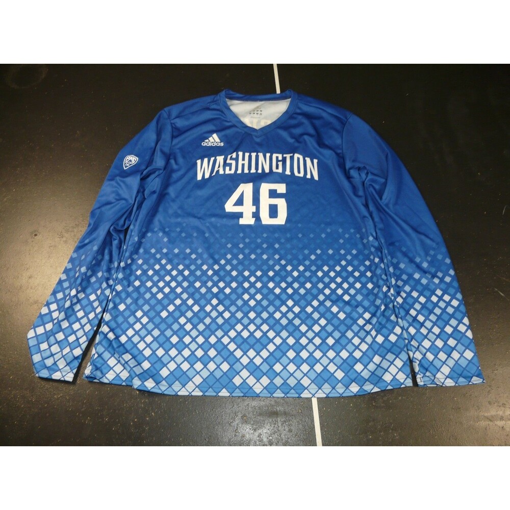 UW Washington Huskies PAC 12 Adidas Blue & White LS Soccer Jersey #46 Women's XL